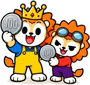 100엔 동전을 든 토레루와 토레타