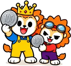 100엔 동전을 든 토레루와 토레타