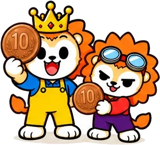 10엔 동전을 든 토레루와 토레타