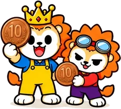 10엔 동전을 든 토레루와 토레타